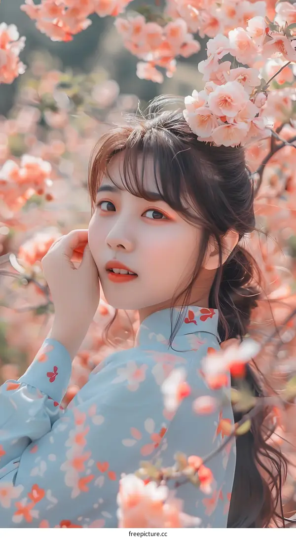 Asian Woman Posing in a Field of Flowers