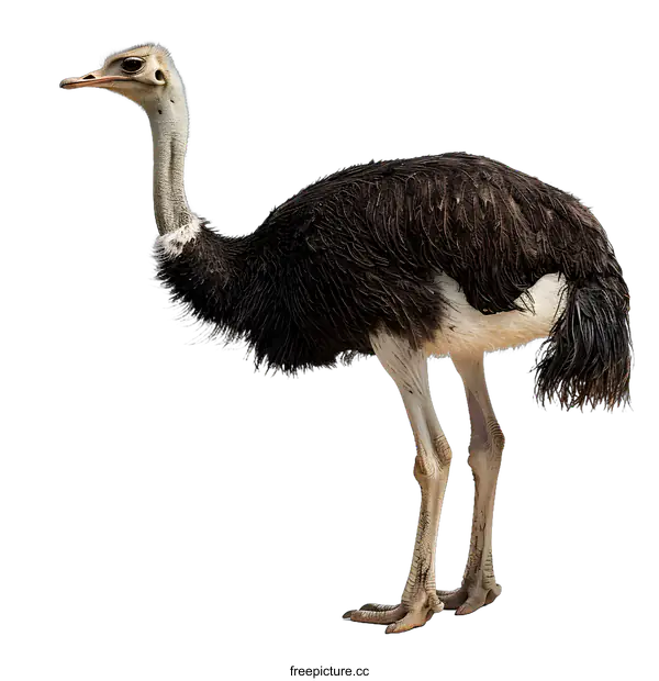 [Transparent Background PNG]Ostrich Standing on White Background