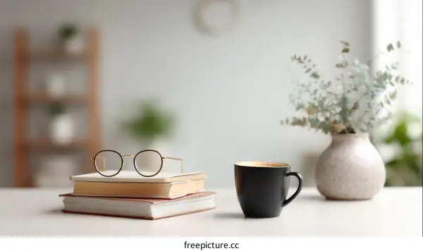 Cozy Reading Nook with Coffee and Books