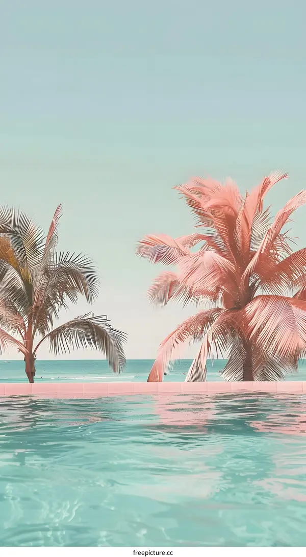 Tropical Palm Trees with Pool and Ocean View