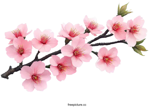[Transparent Background PNG]Beautiful Cherry Blossoms Branch Illustration