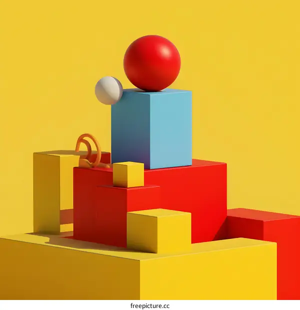 Abstract Colorful Geometric Shapes 3D Render