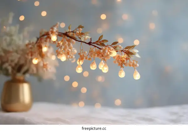 Elegant Floral Arrangement with Warm Light Decor