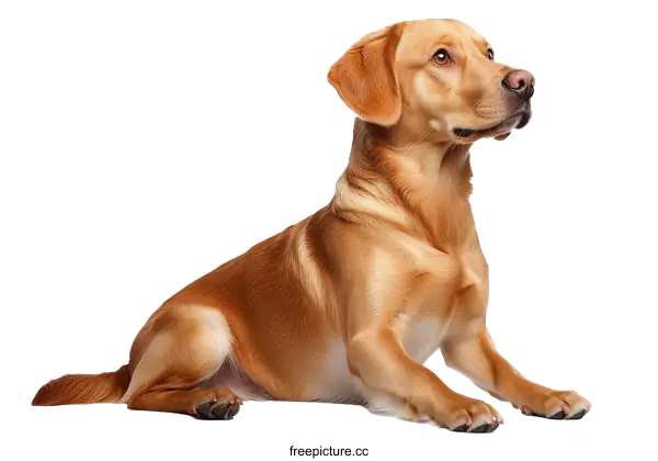 [Transparent Background PNG]Beautiful Golden Retriever Sitting and Looking Up