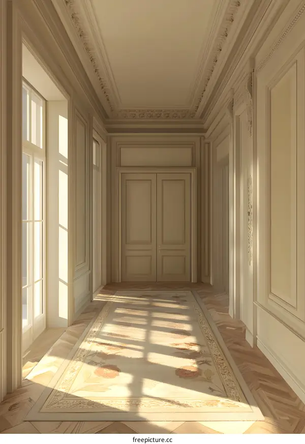 Classic Interior Design Hallway With Ornate Molding