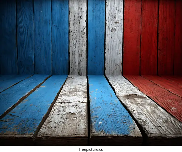 Vintage Wooden Background with Tricolor Pattern