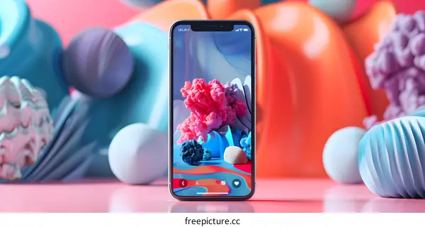 Abstract Mobile Phone Wallpaper With Pink, Blue, and Orange Colors