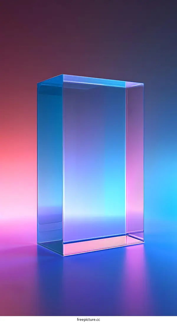 Glass Cube Neon Light Background