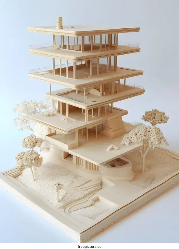 Wooden Model of a Modern Architecture House