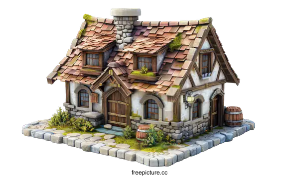 [Transparent Background PNG]Fantasy Medieval Cottage House