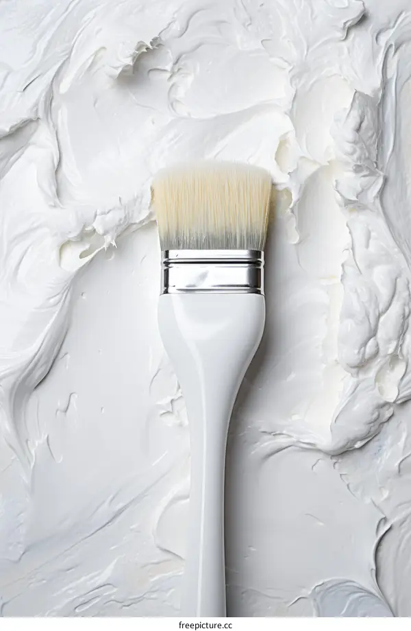 White oil paint and brush