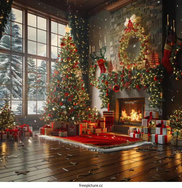 Cozy Winter Living Room Decorated For Christmas
