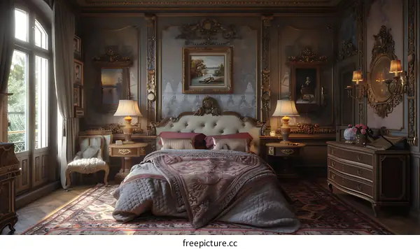 Luxury bedroom in Rococo style