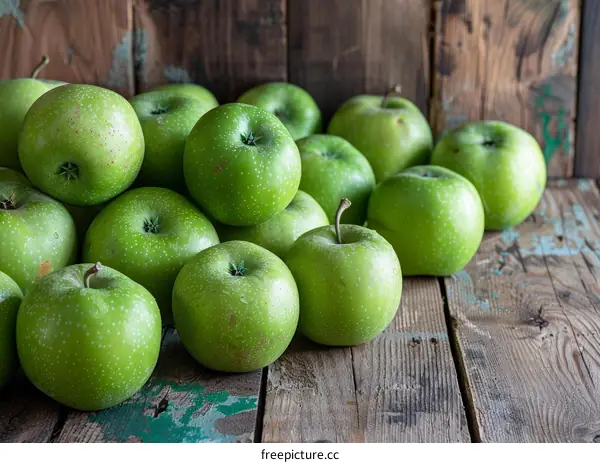 Fresh Green Apples in a Pile
