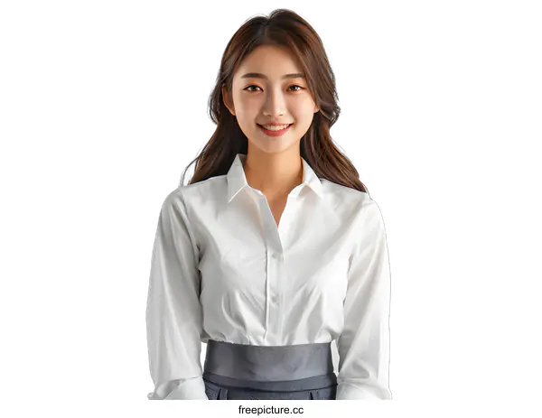 [Transparent Background PNG]Portrait of a young Asian businesswoman in a white shirt