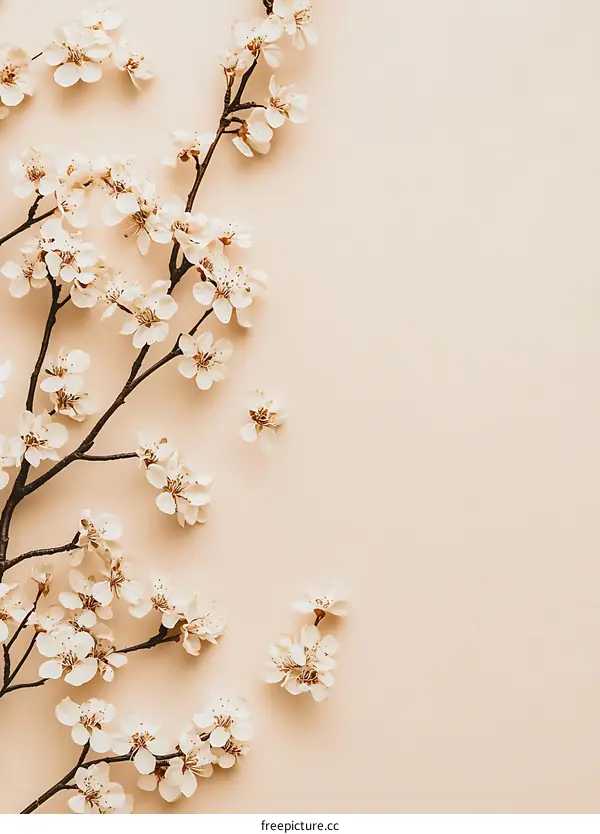 White Flowers on a Cream Background