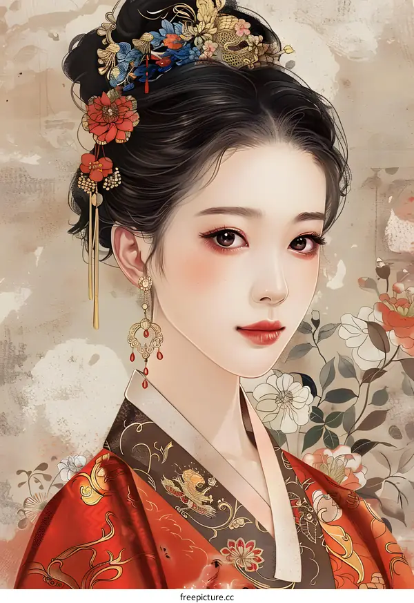 Portrait of a young woman in traditional Chinese clothing