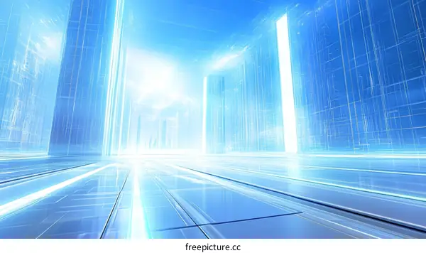 Futuristic Cityscape Digital Architecture Illustration