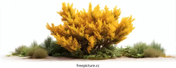 Colorful Autumnal Bush Landscape Illustration