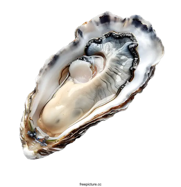 [Transparent Background PNG]opened oyster with white background