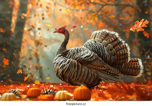 Majestic Turkey in Fall Harvest Field