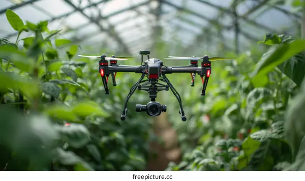 Agriculture Drone Flying in Field of Crops