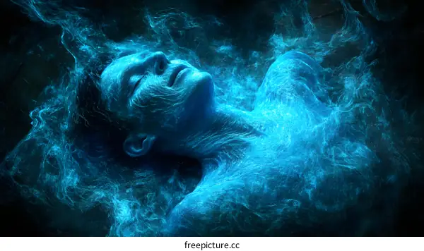 Abstract Art of Woman in Blue Flames