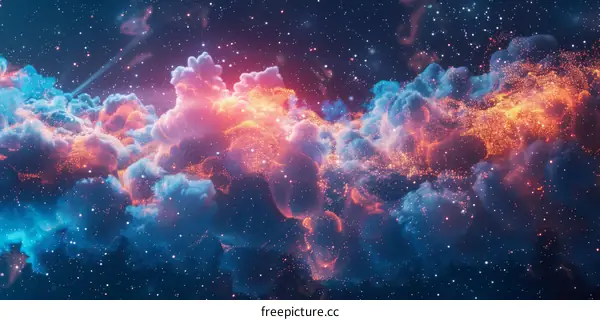 Colorful Nebula with Glowing Stars in Deep Space