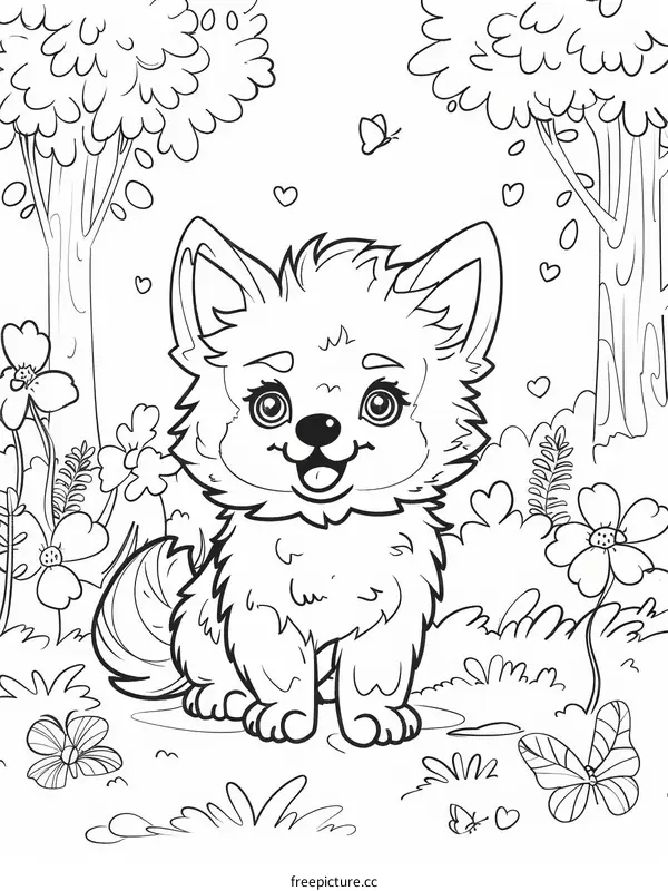 Cute puppy coloring page