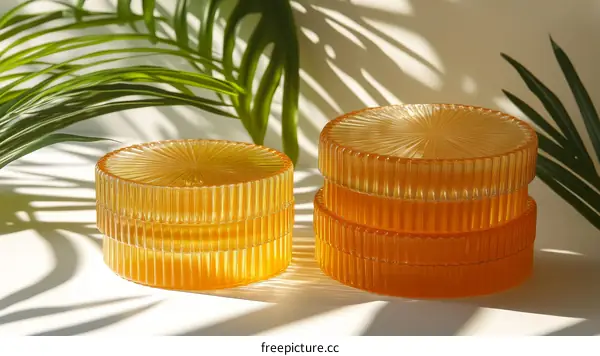 Stylish Decorative Amber Colored Round Boxes