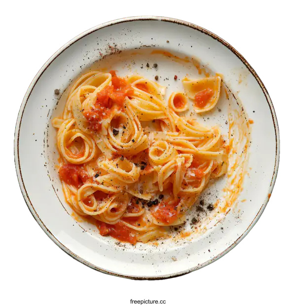 [Transparent Background PNG]Delicious Plate of Pasta with Tomato Sauce