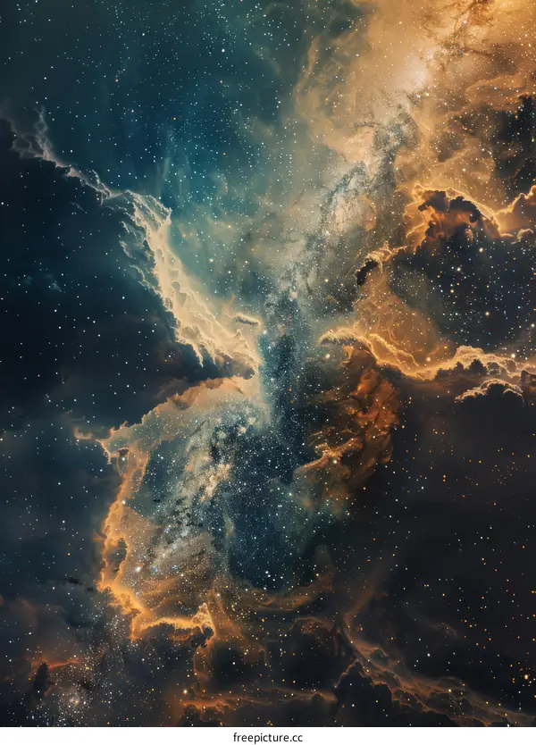 Interstellar gas clouds illuminated by a bright star