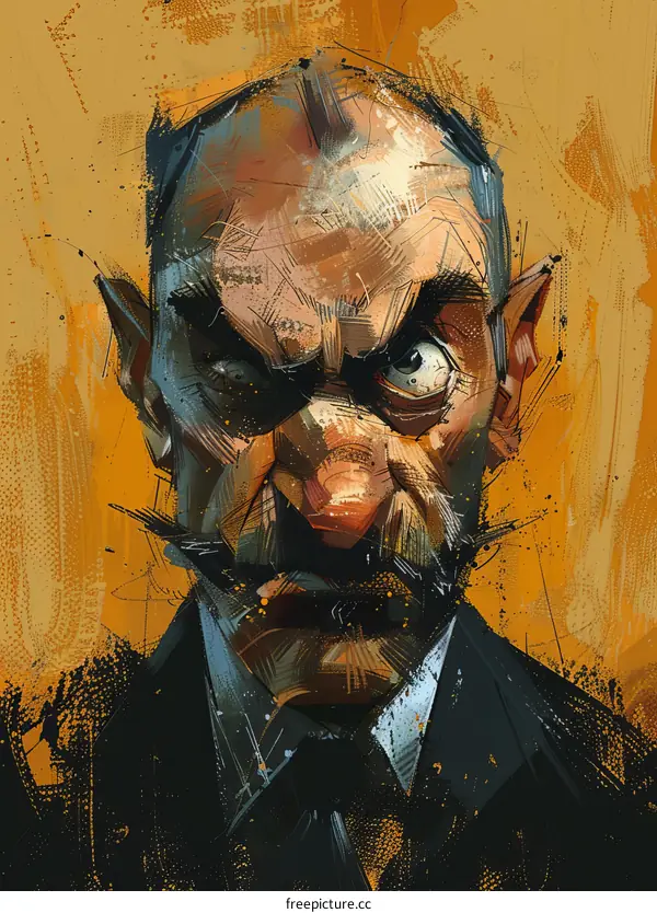 Portrait of an old man with a big nose