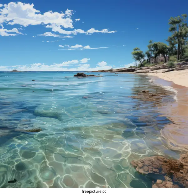 Beach, Rocks, and Clear Water