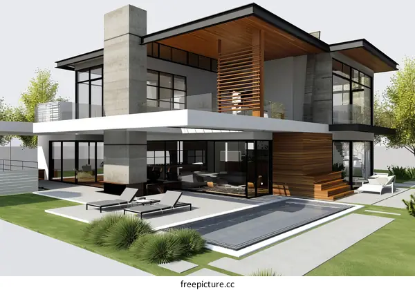 Modern House Exterior Design Illustration