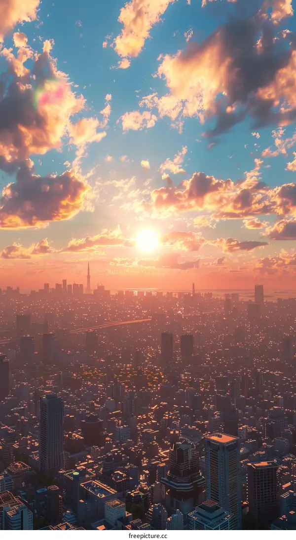 Aerial View of a Modern Asian Metropolis