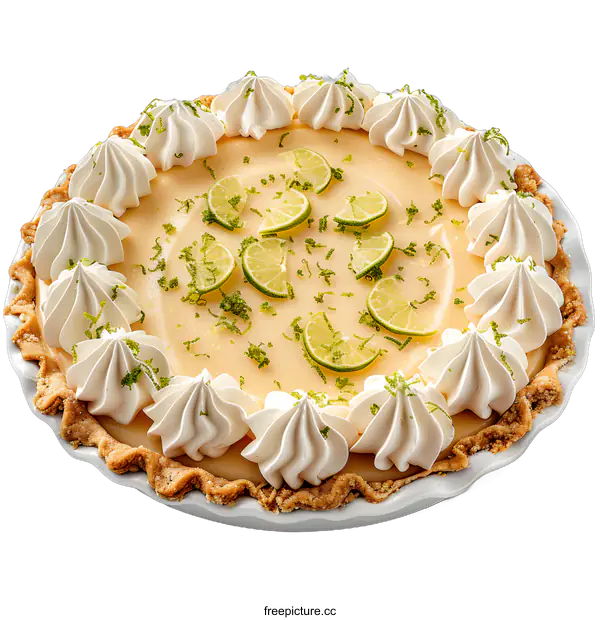 [Transparent Background PNG]Key Lime Pie with Meringue Topping