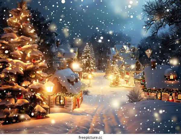 Festive Christmas Street Lights at Night