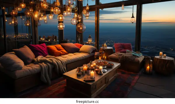 Cozy living room with stunning mountain views