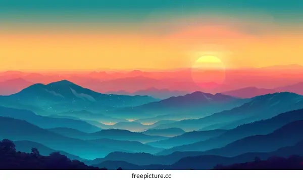 Breathtaking sunset over the mountains