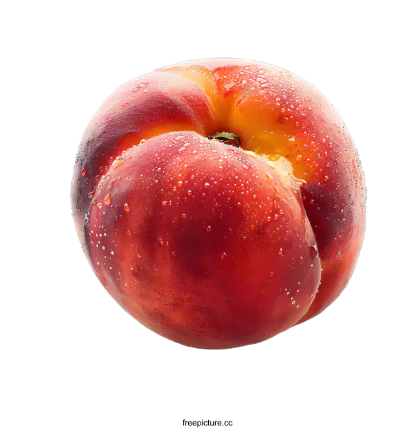 [Transparent Background PNG]peach with water drops on white background