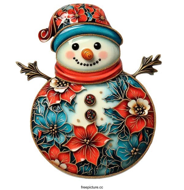 [Transparent Background PNG]Hand-painted Christmas Snowman Ornament