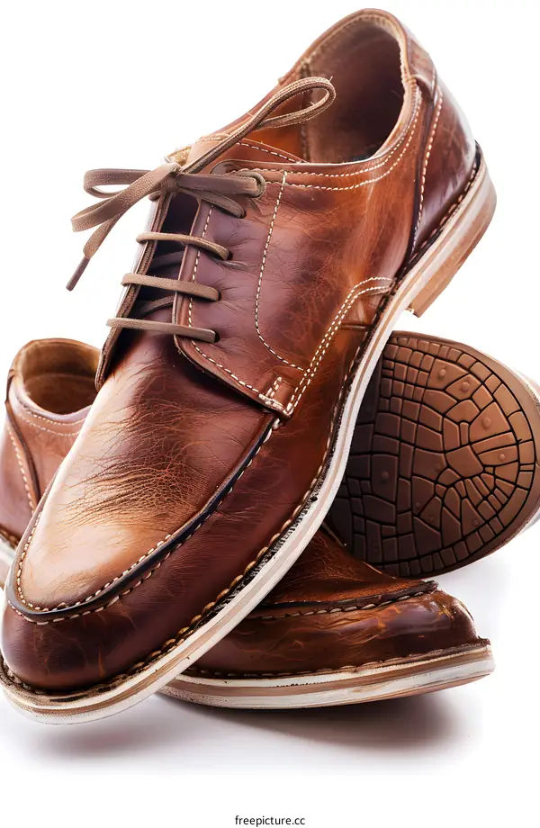 Brown Leather Mens Shoes Isolated on White
