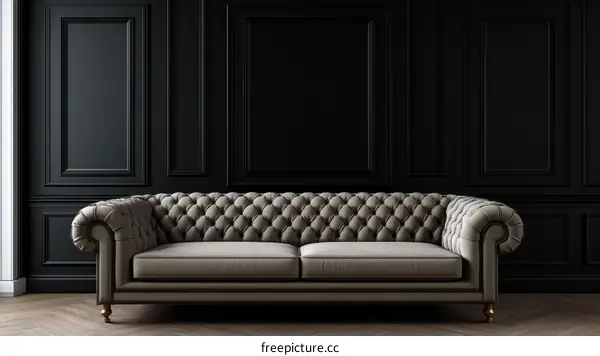 Classic Chesterfield Sofa in a Luxurious Black Room
