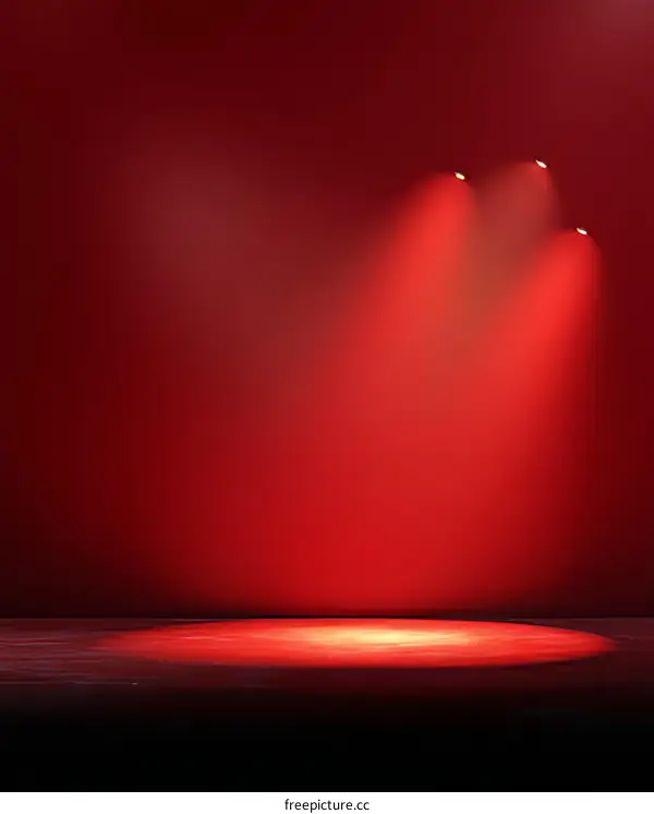 Red Stage Studio Background with Spotlights
