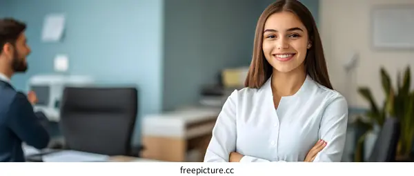 Confident Young Female Doctor Wearing White Coat
