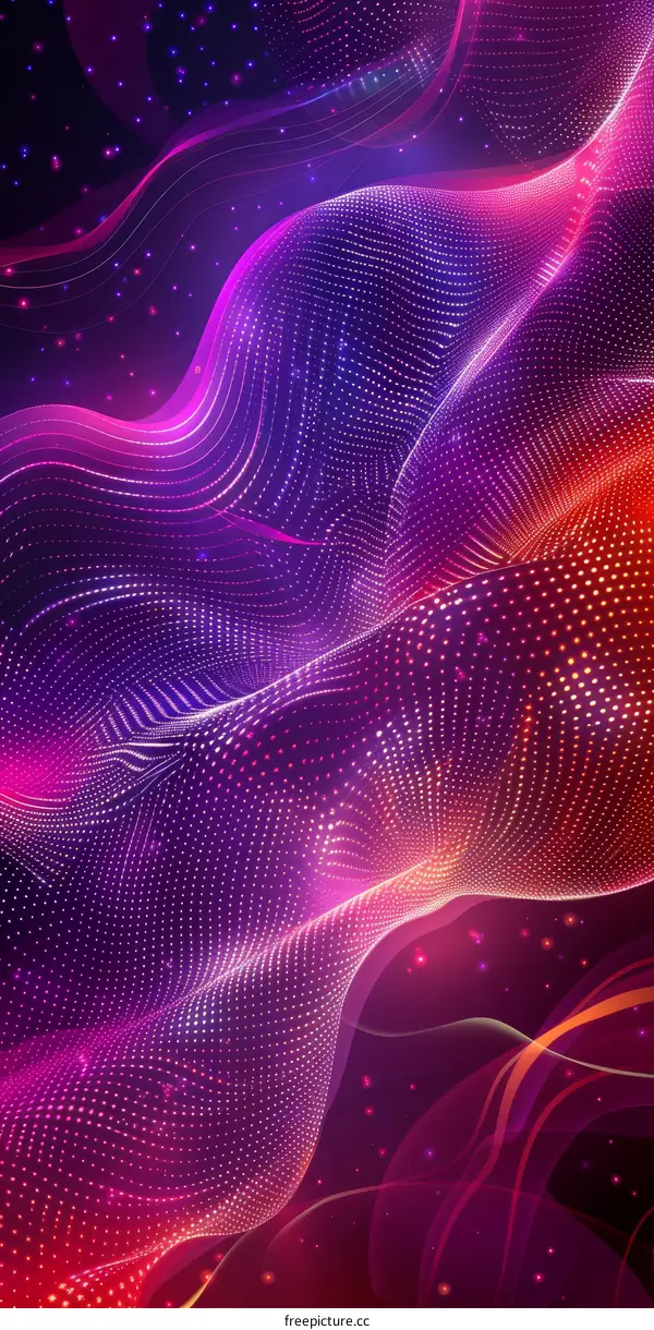 Vibrant Geometric Waves in Ethereal Pink and Purple