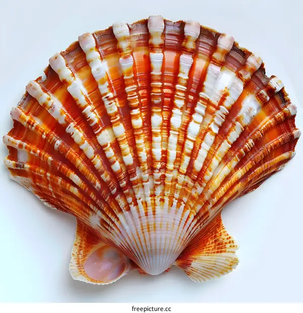 Striped Orange and White Seashell