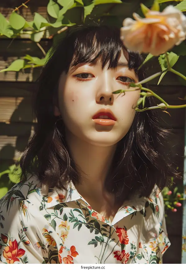 Portrait of a Young Woman with Flowers in Her Hair