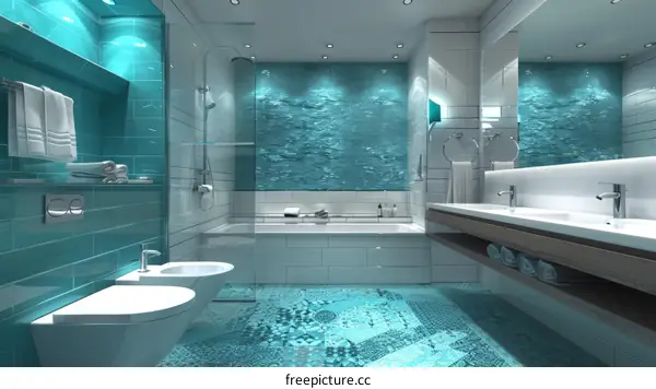 Modern Turquoise Bathroom Interior Design
